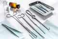 Rejuvenation by plastic surgery: medical instruments on white table backgrond Royalty Free Stock Photo