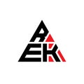 REK triangle letter logo design with triangle shape. REK triangle logo design monogram. REK triangle vector logo template with red