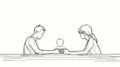 A relatable drawing of a family praying together in the comfort of their own home Royalty Free Stock Photo