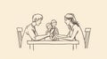 A relatable drawing of a family praying together in the comfort of their own home Royalty Free Stock Photo
