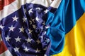 Related flags of USA and Ukraine. Ukrainian-American friendship Royalty Free Stock Photo