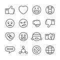 Related social media interaction line icon set