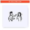 Relational bullying icon. Outline sketch drawing