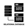 relational database icon, black vector sign with editable strokes, concept illustration Royalty Free Stock Photo