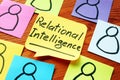 Relational Intelligence notes and colorful memo sticks Royalty Free Stock Photo