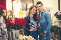 Relations, love, romance concept - happy young couple Royalty Free Stock Photo