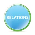 Relations natural aqua cyan blue round button Royalty Free Stock Photo