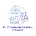 Relationship and cultural pressure blue gradient concept icon