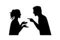 Relationship difficulties, conflict and abuse concept silhouette