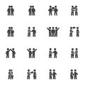 Relationship and friendship vector icons set Royalty Free Stock Photo