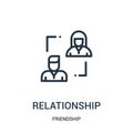 relationship icon vector from friendship collection. Thin line relationship outline icon vector illustration. Linear symbol for Royalty Free Stock Photo