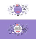 Relationship Marketing. Flat color line hero images