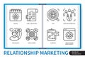 Relationship marketing infographics linear icons collection