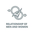 Relationship of men and women vector line icon, linear concept, outline sign, symbol