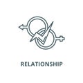 Relationship of men and women vector line icon, linear concept, outline sign, symbol