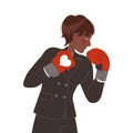 Relationship Problem with Man Fighting with Boxing Gloves Vector Illustration