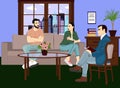 Relationship specialist vector icon. Family support and emotions therapy illustration. Man and woman on the couch in