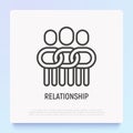 Relationship thin line icon: people in one community, support each other. Social tolerance. Modern vector illustration Royalty Free Stock Photo