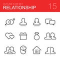 Relationship vector outline icon set