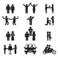 Relationship and wedding people icon set Royalty Free Stock Photo