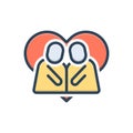 Color illustration icon for Relationships, connection and relation
