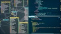 Relationships between tables in mysql database on server side. Relational database, Css and markup spliting on the screen Royalty Free Stock Photo