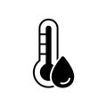 Relative humidity sign. Cutout silhouette icon of water drop and thermometer. Black simple illustration for weather forecast. Royalty Free Stock Photo