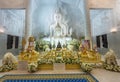 Interior of Wat Huay Pla Kang temple,and beautiful white marble Buddha statues,Chiang Rai City,Thailand Royalty Free Stock Photo