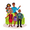 Relatives and happy family on sofa symbol