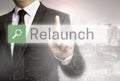 Relaunch browser with business man and city concept Royalty Free Stock Photo