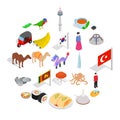 Relax in asia icons set, isometric style