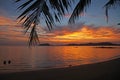 Relax beautiful vacation coconut tree beautiful sunset at koh Mak Island Trad Thailand Royalty Free Stock Photo