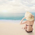 Relax bikini beauty, rear view Royalty Free Stock Photo