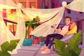 Man relaxing on cafe terrace cartoon vector