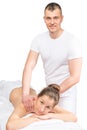 Relax during a classic massage the back, in the studio Royalty Free Stock Photo