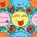 Relax cute face seamless pattern
