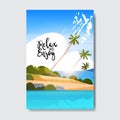 Relax enjoy summer landscape palm tree beach badge Design Label. Season Holidays lettering for logo,Templates Royalty Free Stock Photo