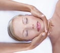Relax, facial and massage, woman in spa for health, wellness and luxury treatment with eyes closed. Beauty salon