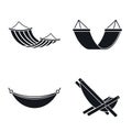 Relax hammock icon set, simple style