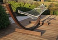 Relax hammock on wood terrace on a sunny day