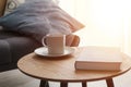 Relax at home, cup of hot tea and book Royalty Free Stock Photo