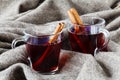 Relax hot alcohol drink with spices, mulled wine