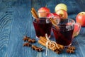 Relax hot alcohol drink with spices, mulled wine