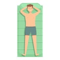 Relax on inflatable mattress icon cartoon vector. Swim camp