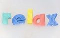 Relax letters in bubble bath foam