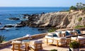 Relax place ocean view at rocky cliff at california los cabos mexico nice hotel restaurant with fantastic views Royalty Free Stock Photo