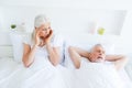 Relax, rest, retired, concept. I`m very tired Gray hair woman l Royalty Free Stock Photo