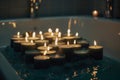 relax wellness care room relaxation bath spa candlelight light candle. Generative AI. Royalty Free Stock Photo