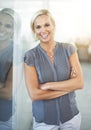 Relax, smile and portrait of woman employee confident in working for a corporate company or business. Success, goals and Royalty Free Stock Photo