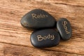 Relax, soul, body three lava stones Royalty Free Stock Photo